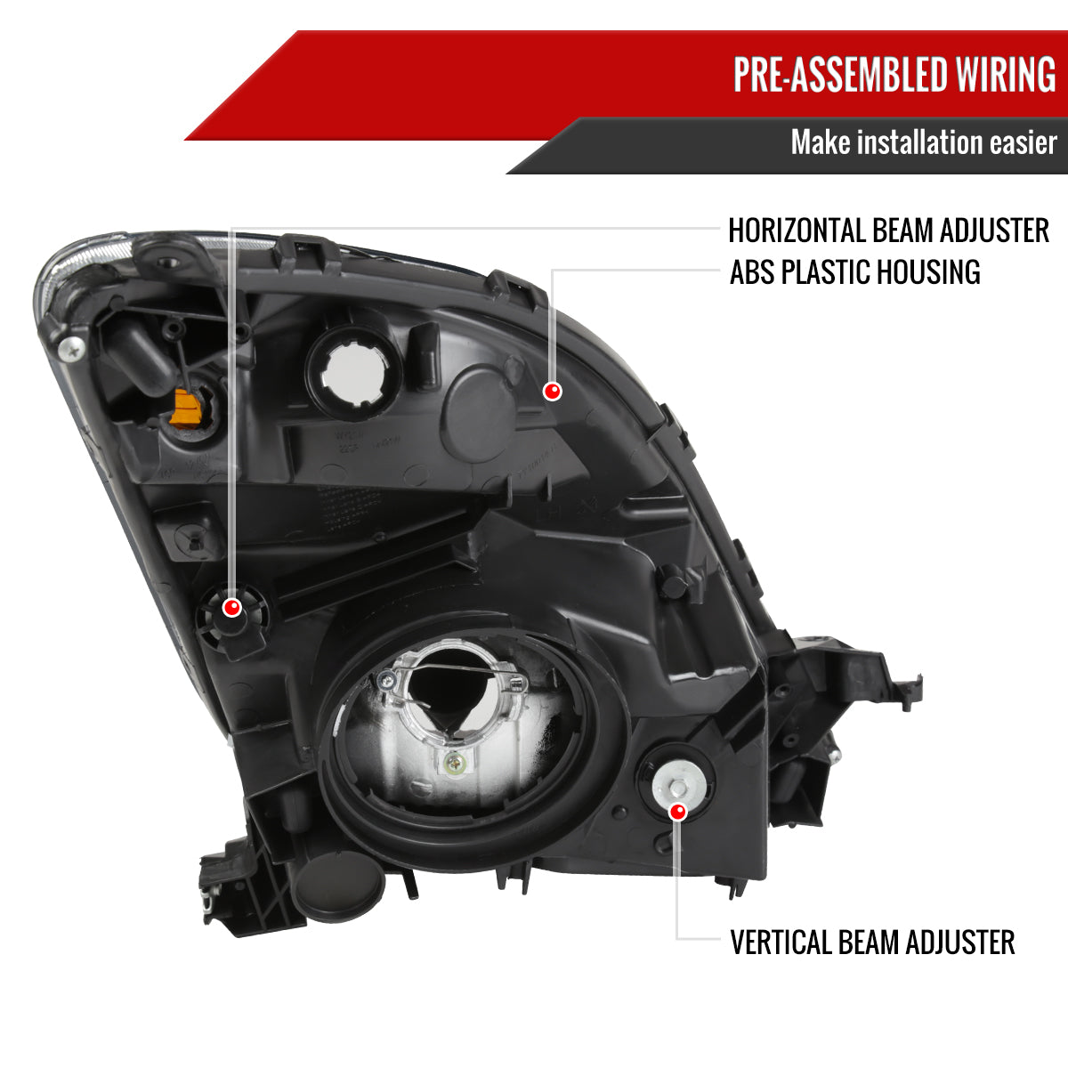 Spec-D 2006-2009 Toyota Prius OE Style with Amber Reflector Black Headlights