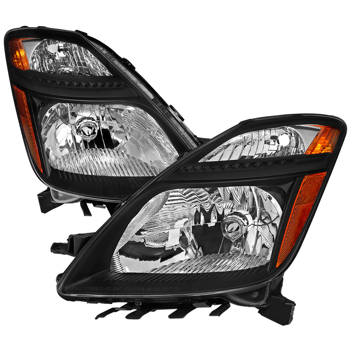 Spec-D 2006-2009 Toyota Prius OE Style with Amber Reflector Black Headlights