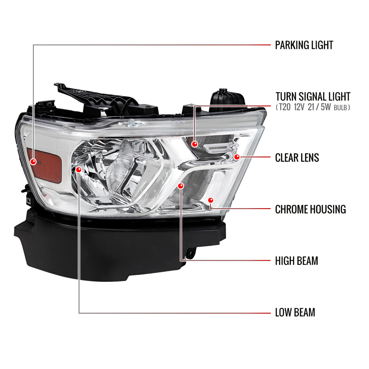 2019-2023 Ram 1500 Right Headlight Assembly Spec-D Factory Replacement