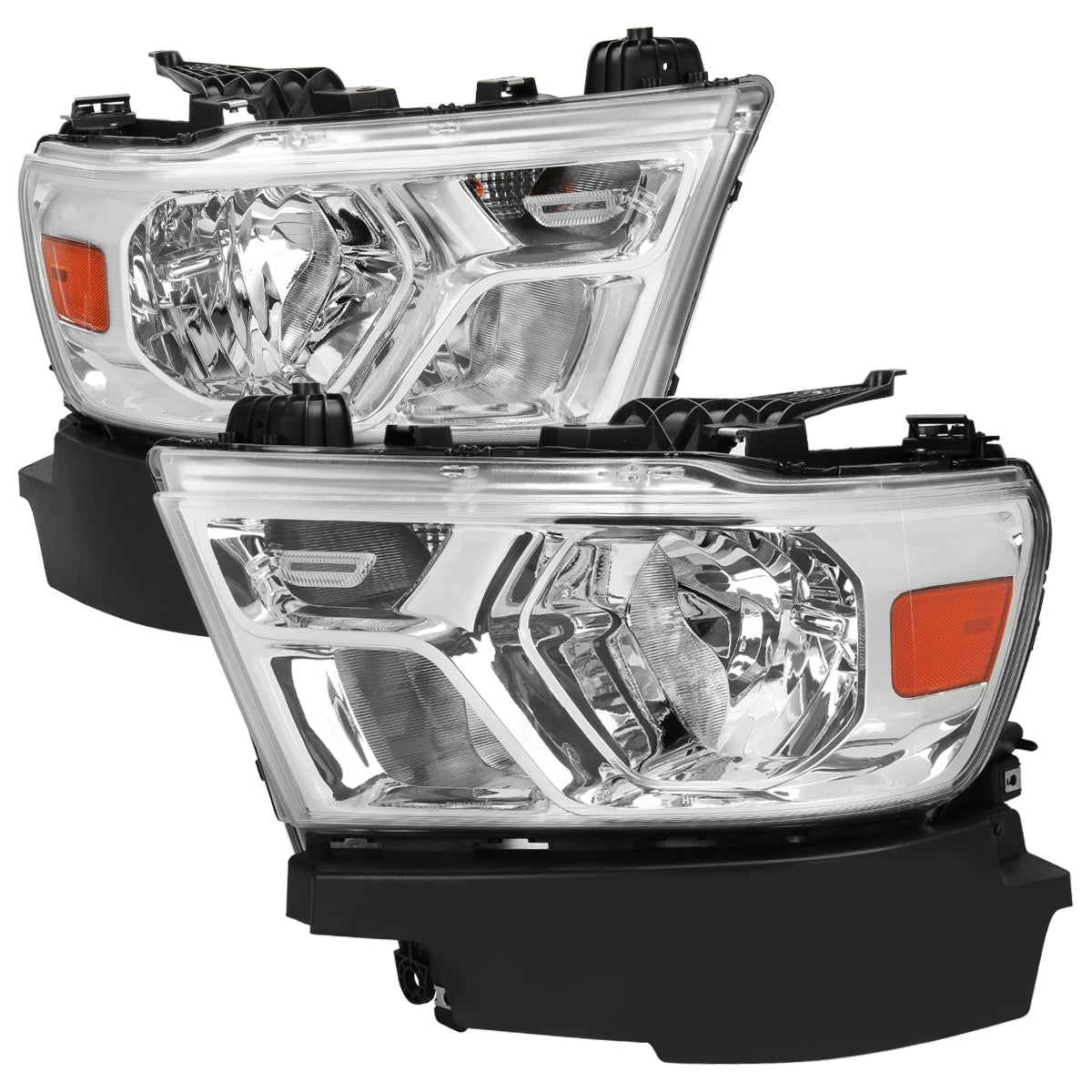Spec-D 2019 Ram OE Amber Reflectors chrome headlights upgrade