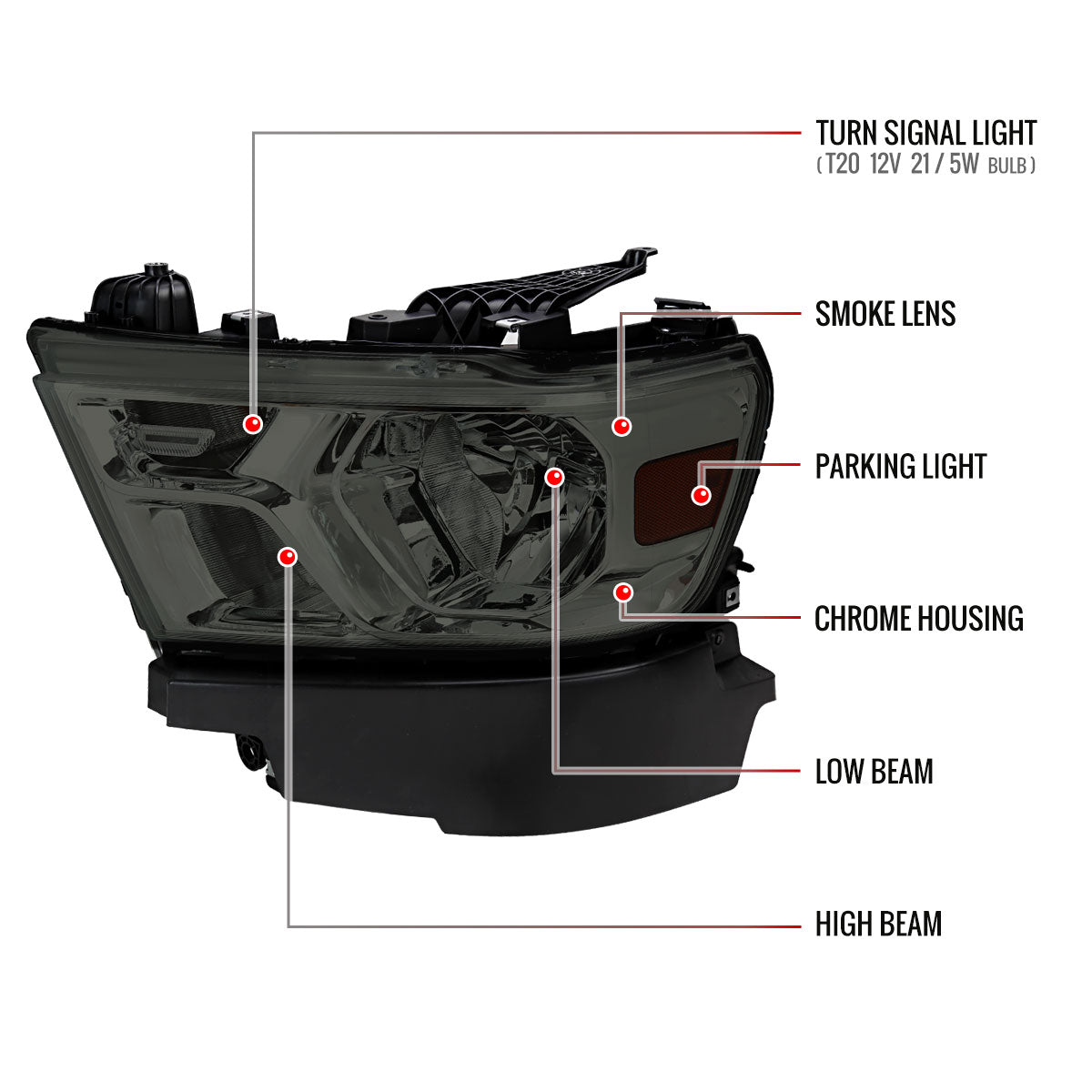 Spec-D Dodge Ram OE 21 chrome headlights