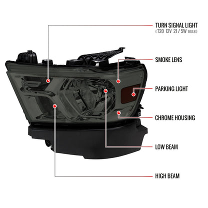 Spec-D Dodge Ram OE 21 chrome headlights