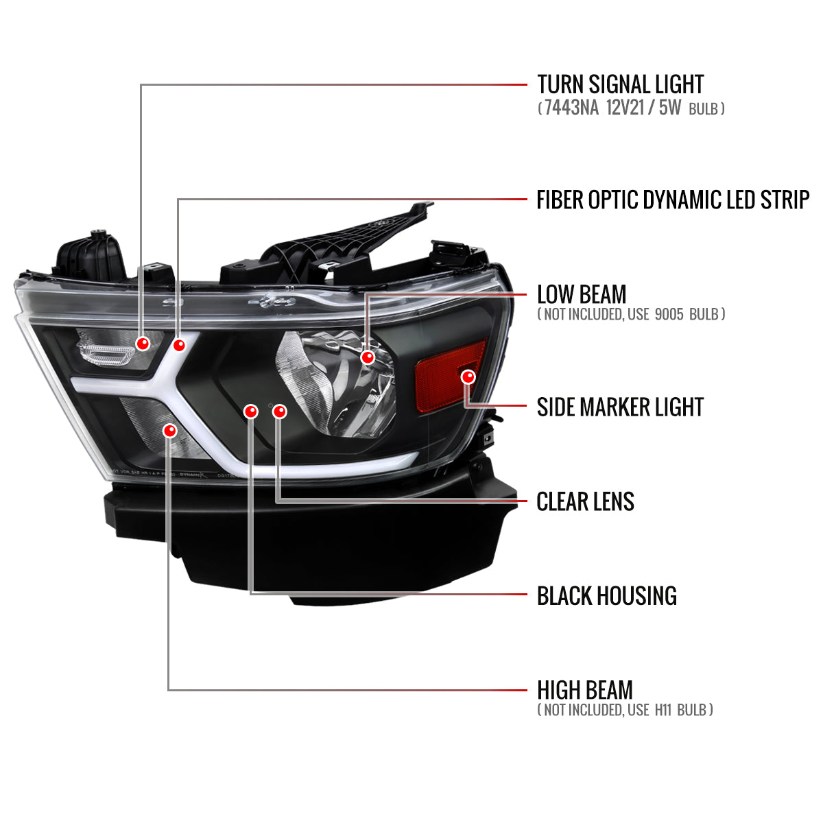 Spec-D Ram Animated OE 21 black headlights