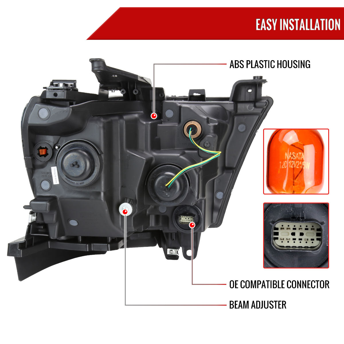 Replacement LH Black Housing Headlight For 2020-2024 Ram 1500