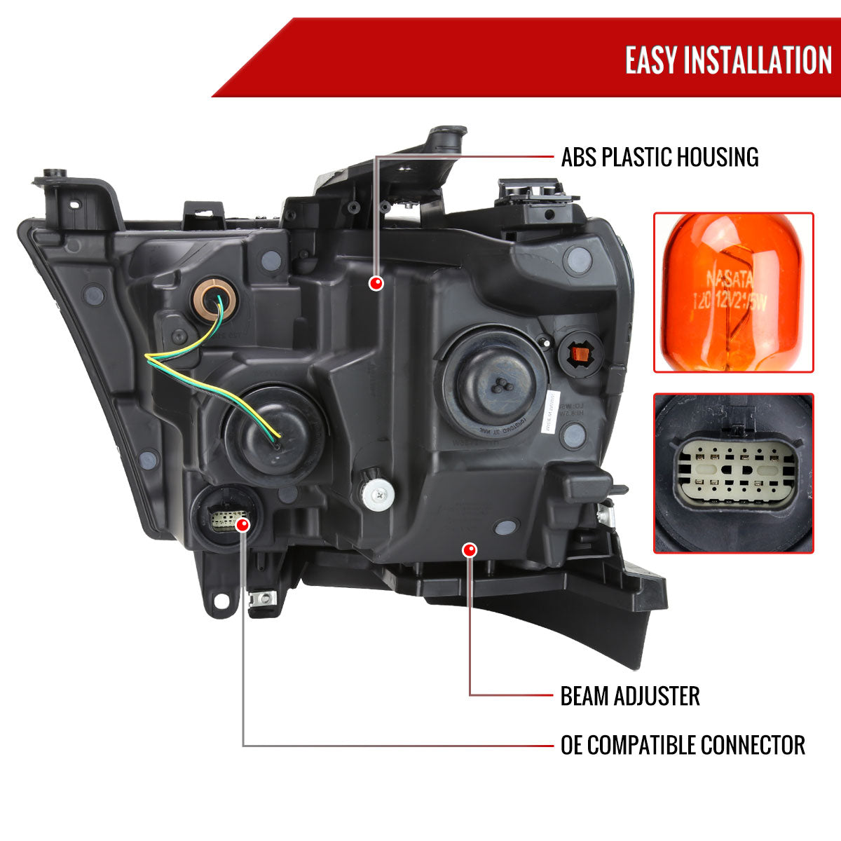 Spec-D 20-24 Ram 1500 Passenger Headlight Black Housing Direct Replacement