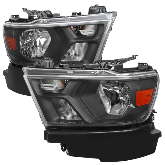 Spec-D 2019-2024 Dodge RAM 1500 OE Style with Amber Reflectors Black Headlights