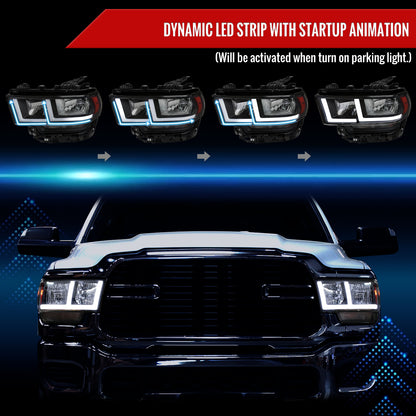 2020 Ram Factory style Spec-D black aftermarket headlights