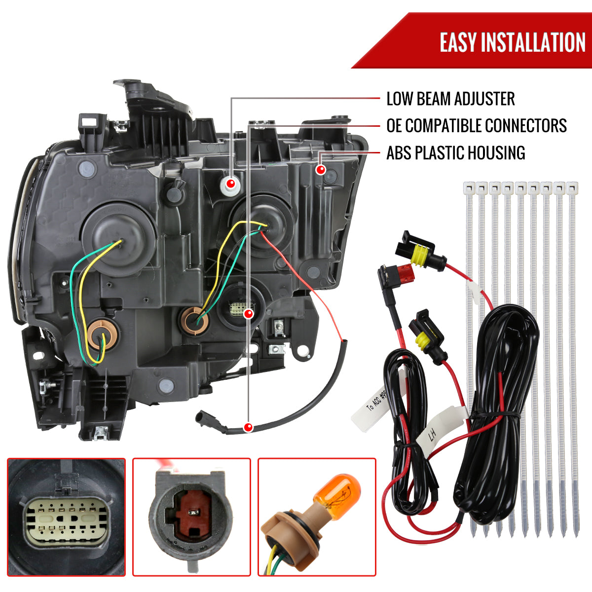 20 Ram Factory style Spec-D black headlights