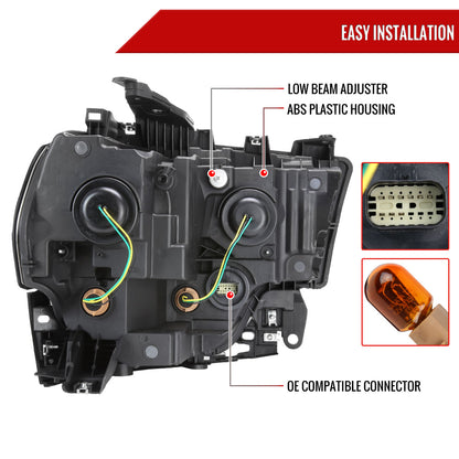 2019-2024 Ram 2500 3500 LH Headlamp Black Housing Clear Lens Spec-D