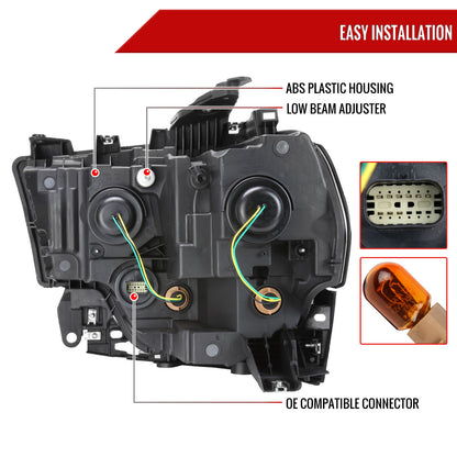 2019-2024 Ram 2500 3500 RH Headlamp Black Housing Clear Lens Spec-D