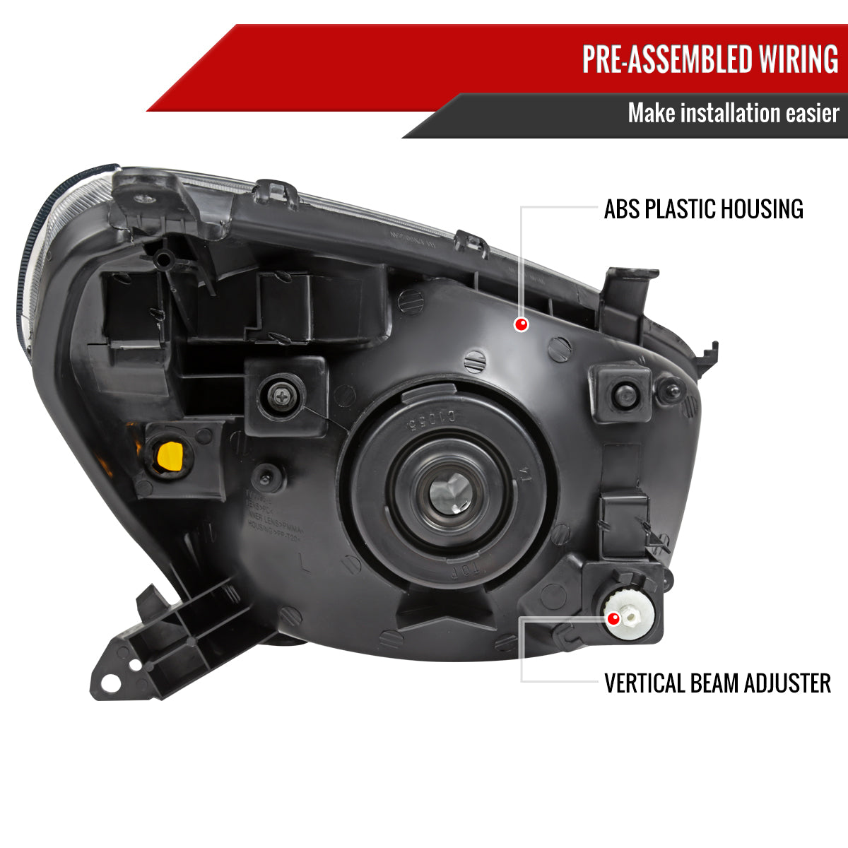 Spec-D 2001-2003 Toyota RAV4 OE Style Black Headlights