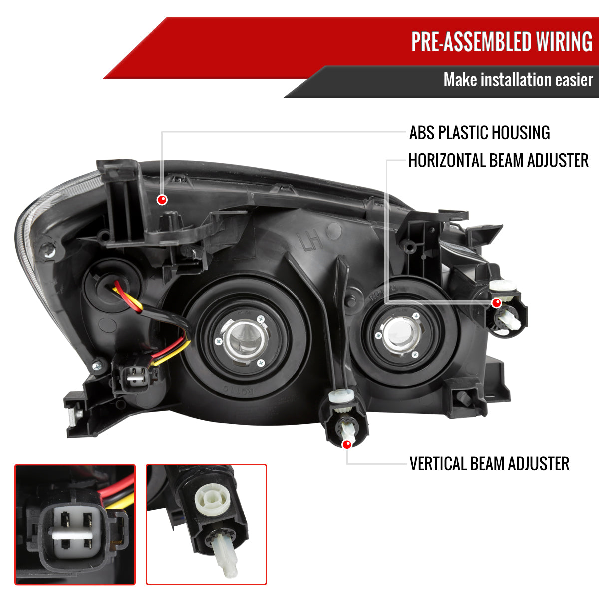 Spec-D 2006-2008 Toyota RAV4 OE Style Black Headlights