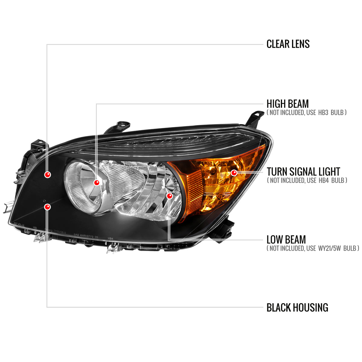 Spec-D 2006-2008 Toyota RAV4 OE Style Black Headlights