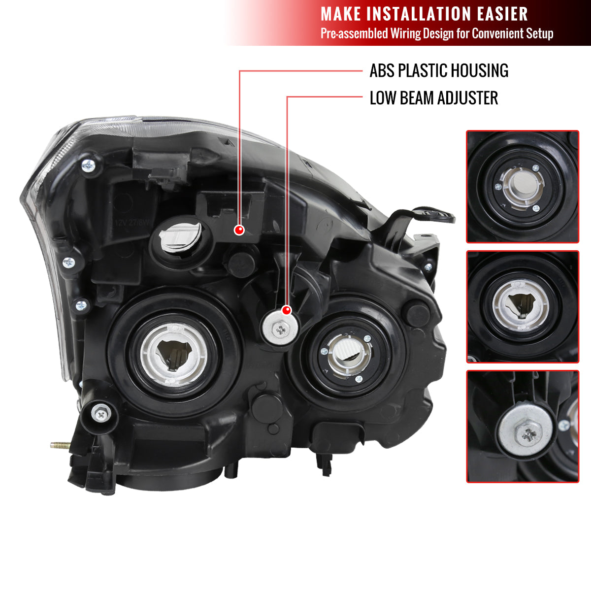 Spec-D 2008-2013 Nissan Rogue/ 2014-2015 Rogue Select OE Style w/ Amber Reflectors Black Headlights