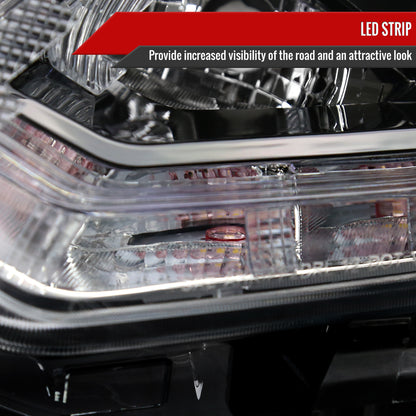 Spec-D 2015 Nissan Rogue Strip OE black custom headlights