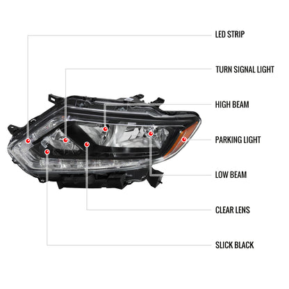 Spec-D Rogue Strip OE Driver 16 black driver-side headlights