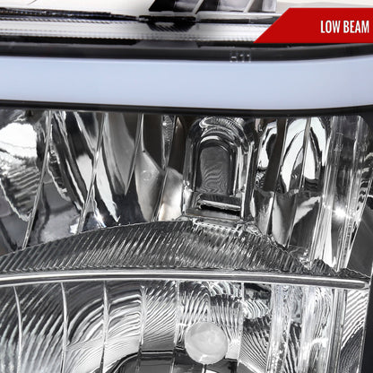 Spec-D 2007-2013 GMC Sierra 1500/2500/3500 LED Bar OE Style Black Headlights