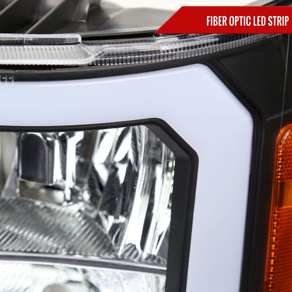 Spec-D 2007-2013 GMC Sierra 1500/2500/3500 LED Bar OE Style Black Headlights