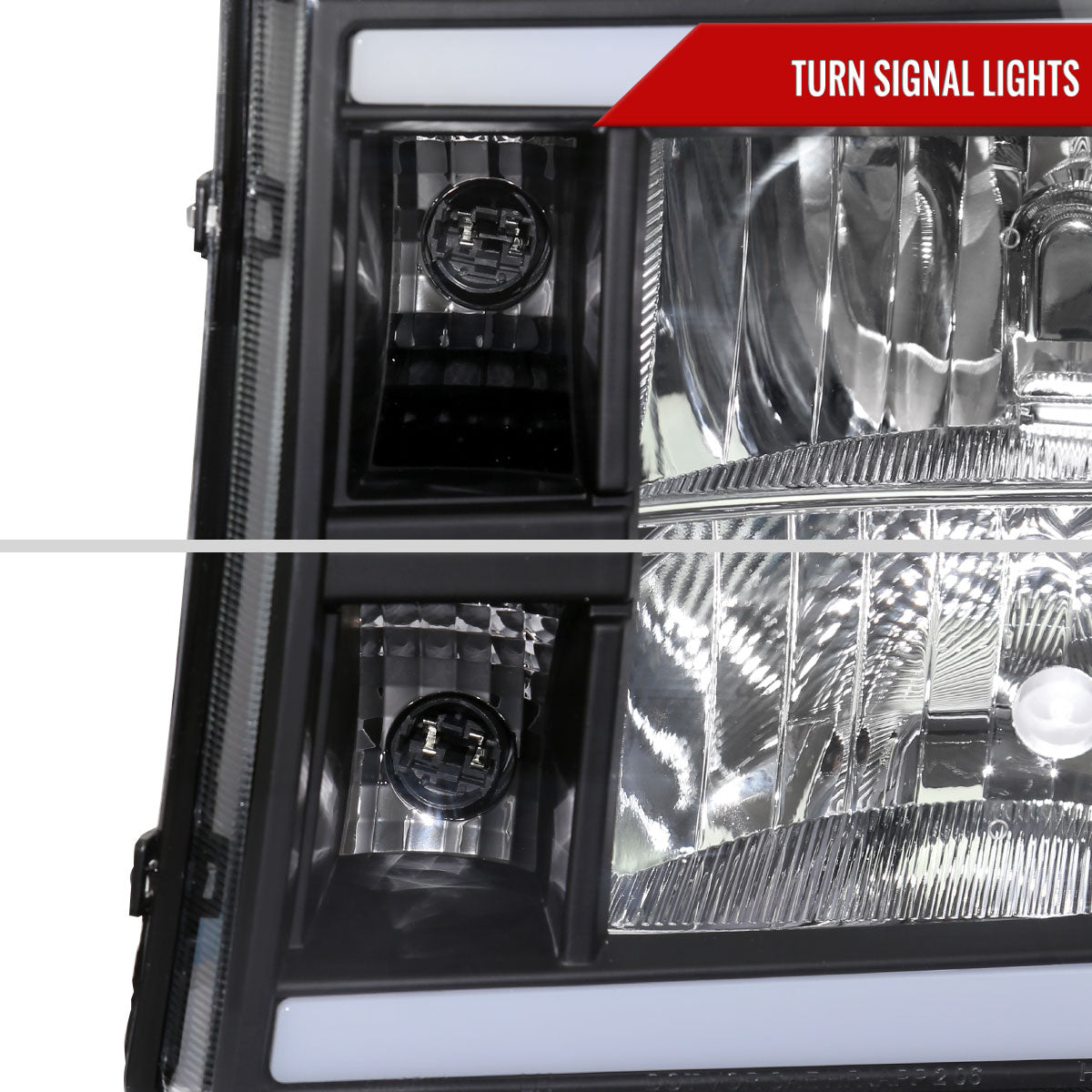 Spec-D 2007-2013 GMC Sierra 1500/2500/3500 LED Bar OE Style Black Headlights