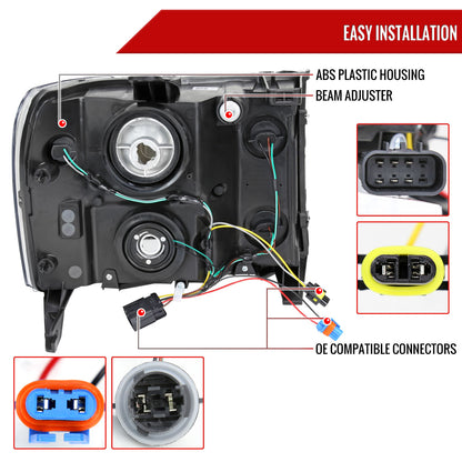 Spec-D 2007-2013 GMC Sierra 1500/2500/3500 LED Bar OE Style Black Headlights