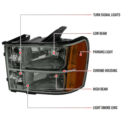 Spec-D GMC Sierra 2500HD 3500HD 09 smoked LED Headlights