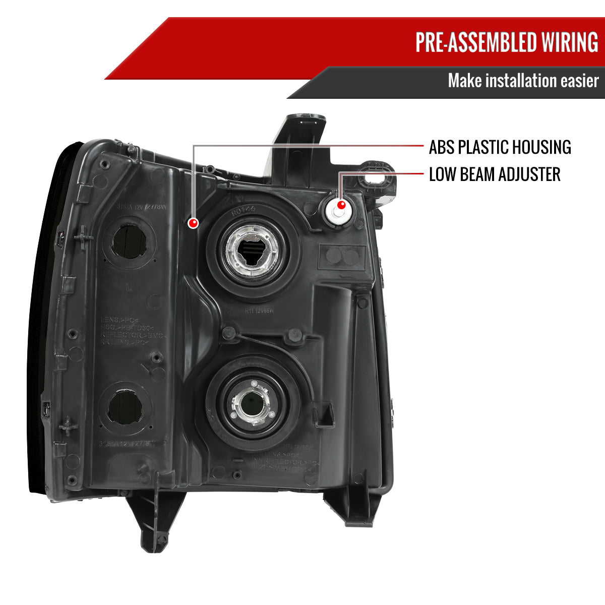 08 Chavy Silverado 2500HD 3500HD Spec-D smoked headlights