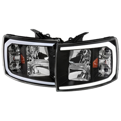 Spec-D 2007-2013 Chevrolet Silverado 1500/ 2007-2014 Silverado 2500HD 3500HD LED OE Style w/ Amber Reflector Black Headlights