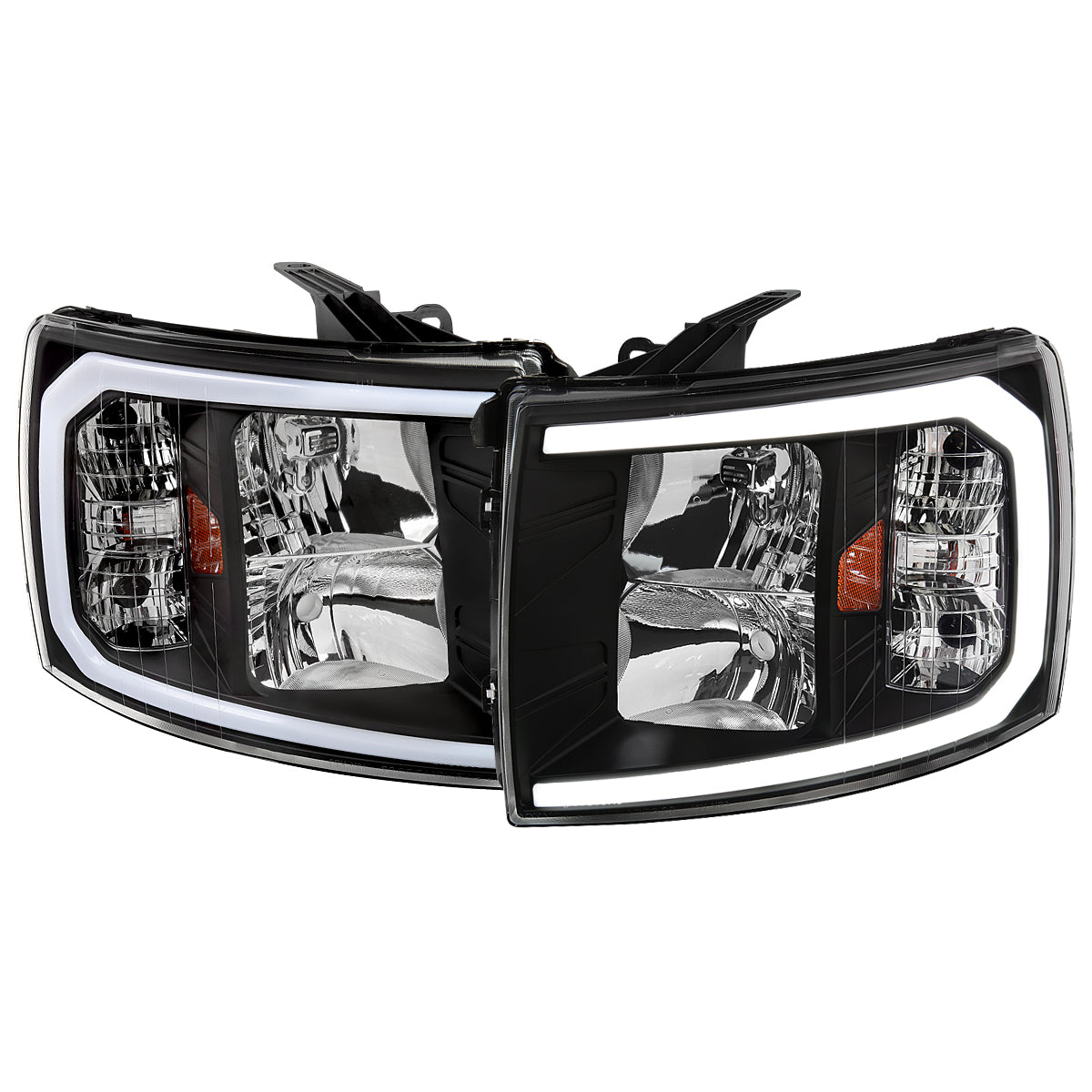 Spec-D 2007 Silverado 2500HD 3500HD black C Bar Headlights upgrade