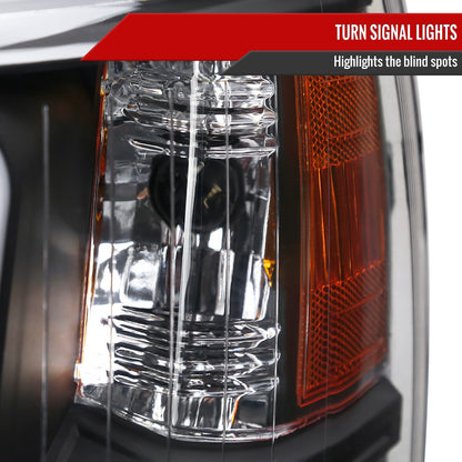Spec-D 2007-2013 Chevrolet Silverado 1500/ 2007-2014 Silverado 2500HD 3500HD LED Bar OE Style w/ Amber Reflector Black Headlights