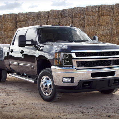 Spec-D 2007-2013 Chevrolet Silverado 1500/ 2007-2014 Silverado 2500HD 3500HD LED Bar OE Style w/ Amber Reflector Black Headlights