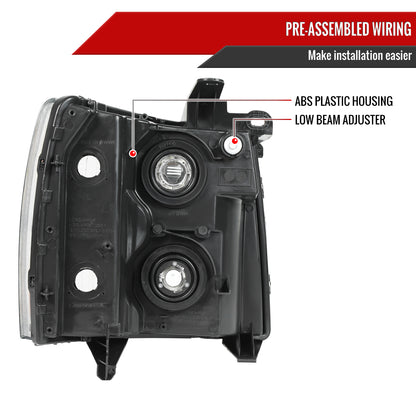 Spec-D 2007-2013 Chevrolet Silverado 1500/ 2007-2014 Silverado 2500HD 3500HD OE Style Black Headlights