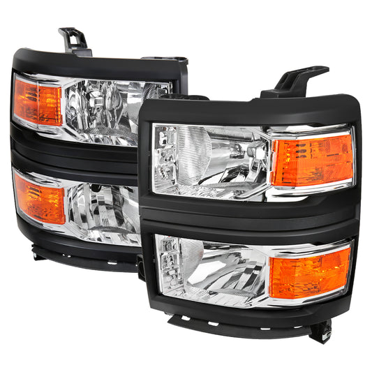 Spec-D 2014 Chevy Silverado OE V2 chrome headlights upgrade