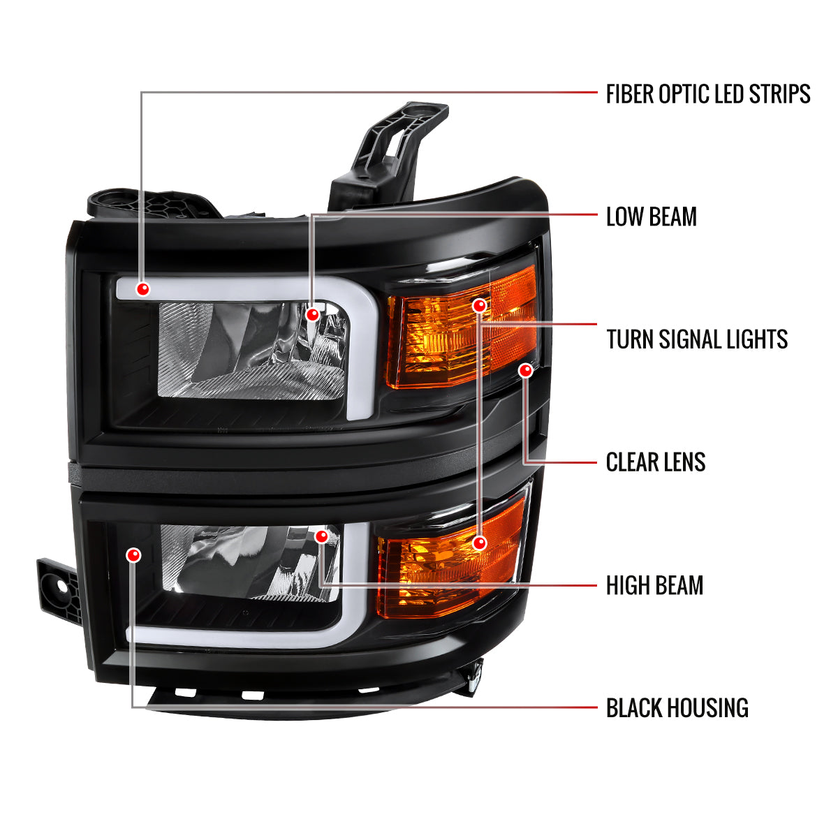 Spec-D Chevy Silverado OE 14 black headlights
