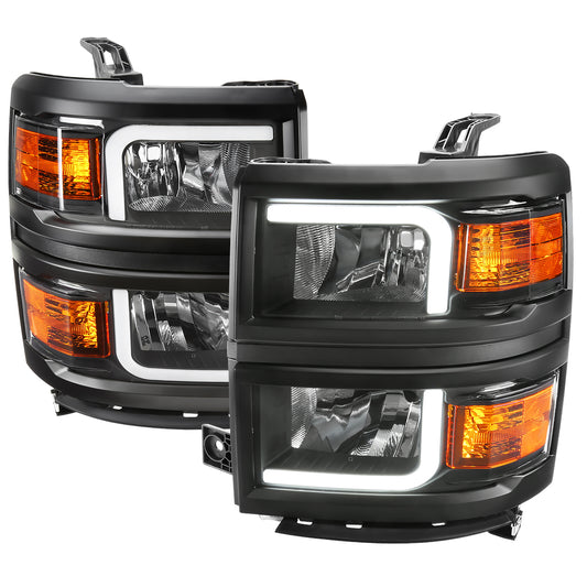 Spec-D 2014-2015 Chevrolet Silverado 1500 LED Bar OE Style - Black Black Headlights