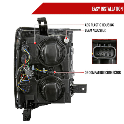 15 Chevy Silverado OE Spec-D black LED bar headlights