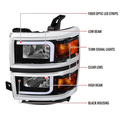 Spec-D Chevy Silverado OE 14 black LED bar headlights