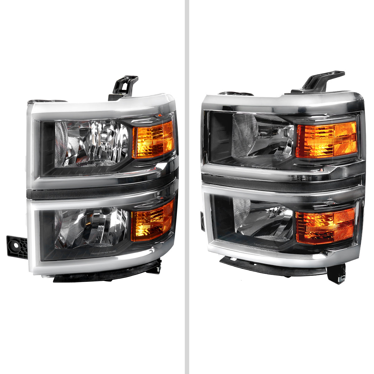 2015 Chevy Silverado Factory Spec-D black aftermarket headlights