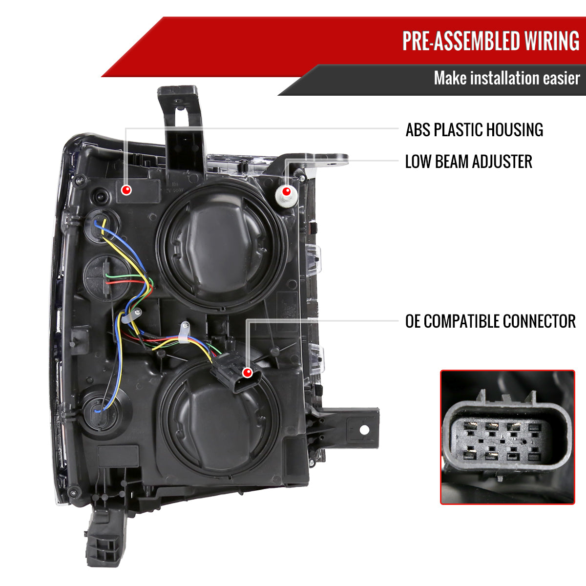 15 Chevy Silverado Factory Spec-D black headlights