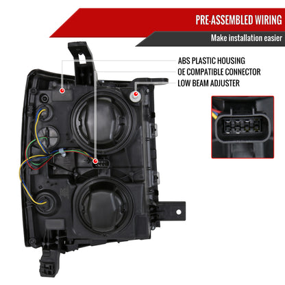 14-2015 Chevy Silverado OE V2 Spec-D black headlights