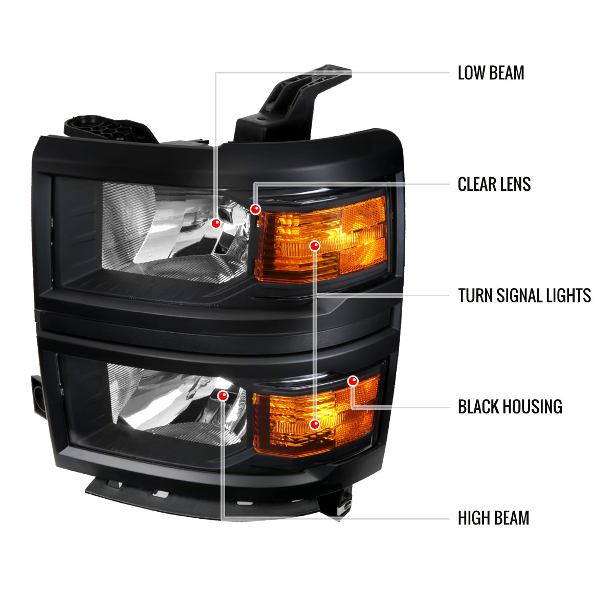 Spec-D Chevy Silverado OE V2 14-2015 black headlights