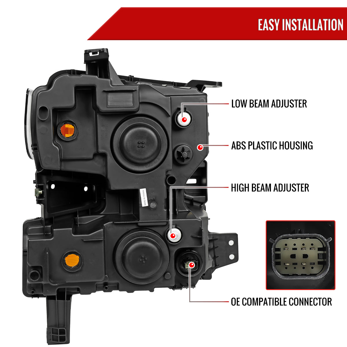 Spec-D Silverado Driver Left Side 21 black driver-side headlights