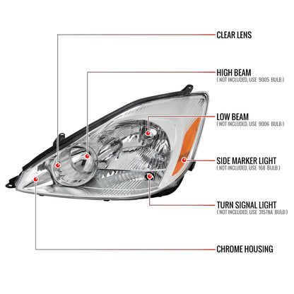 Spec-D Sienna OE Amber 04 chrome headlights