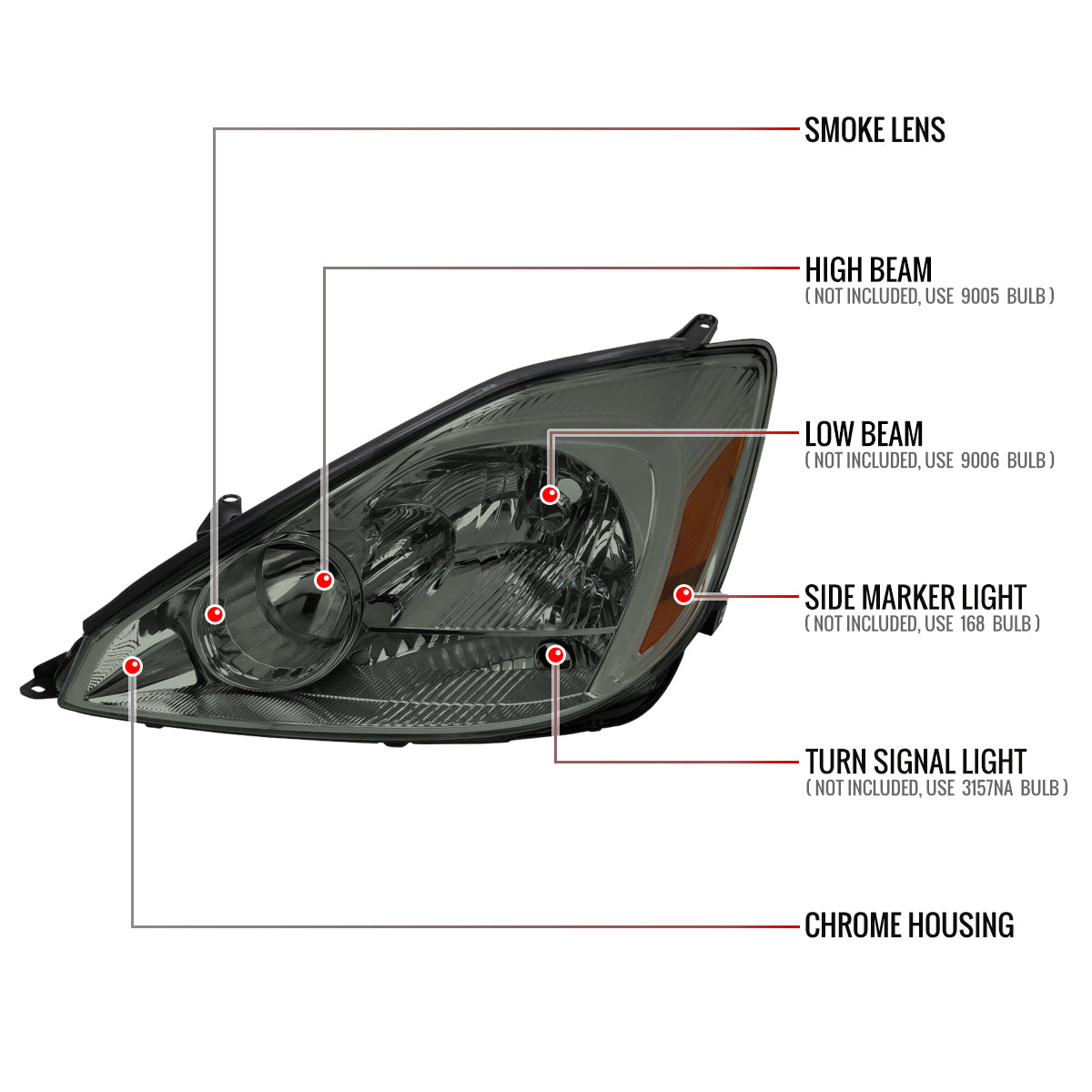 Spec-D Sienna OE Amber Reflector 04 chrome headlights