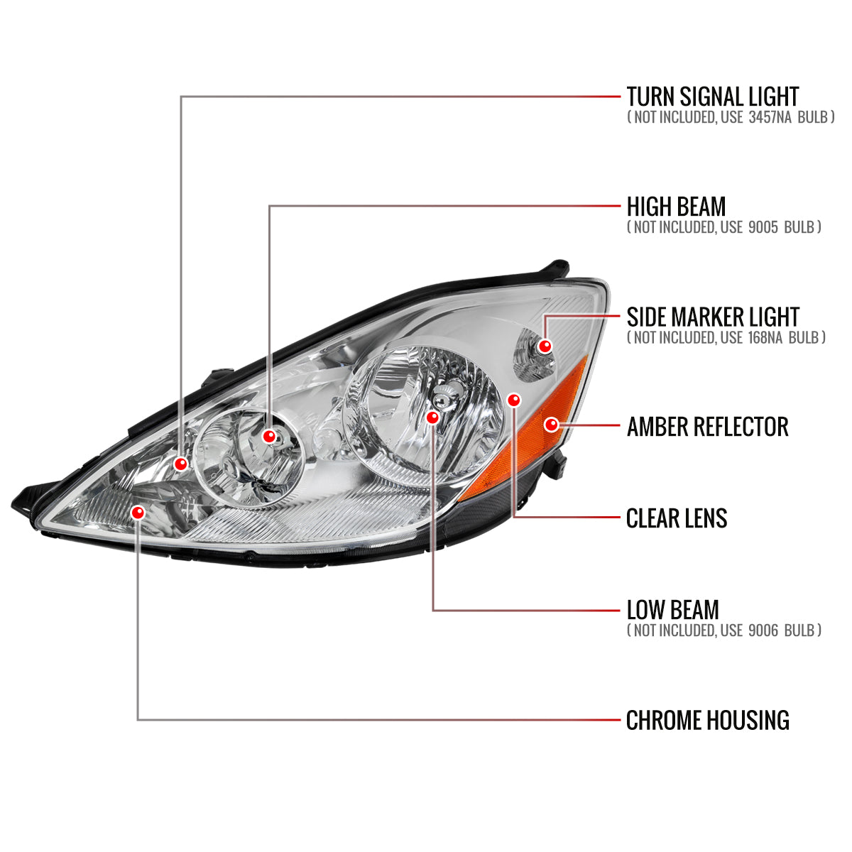 Spec-D Sienna OE Amber 08 chrome headlights