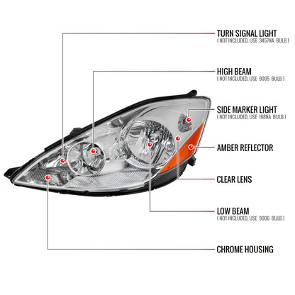 Spec-D Sienna OE Amber 08 chrome headlights
