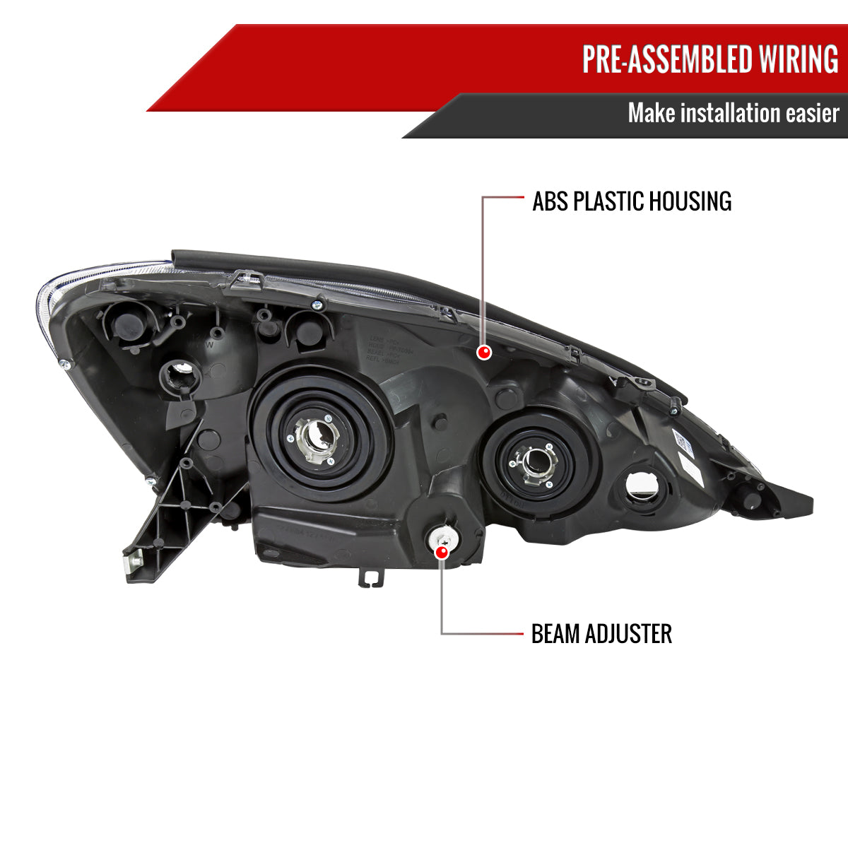 Spec-D 2006-2010 Toyota Sienna OE Style w/ Amber Reflector Black Headlights