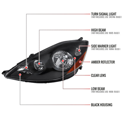 Spec-D Sienna OE Amber 08 black headlights