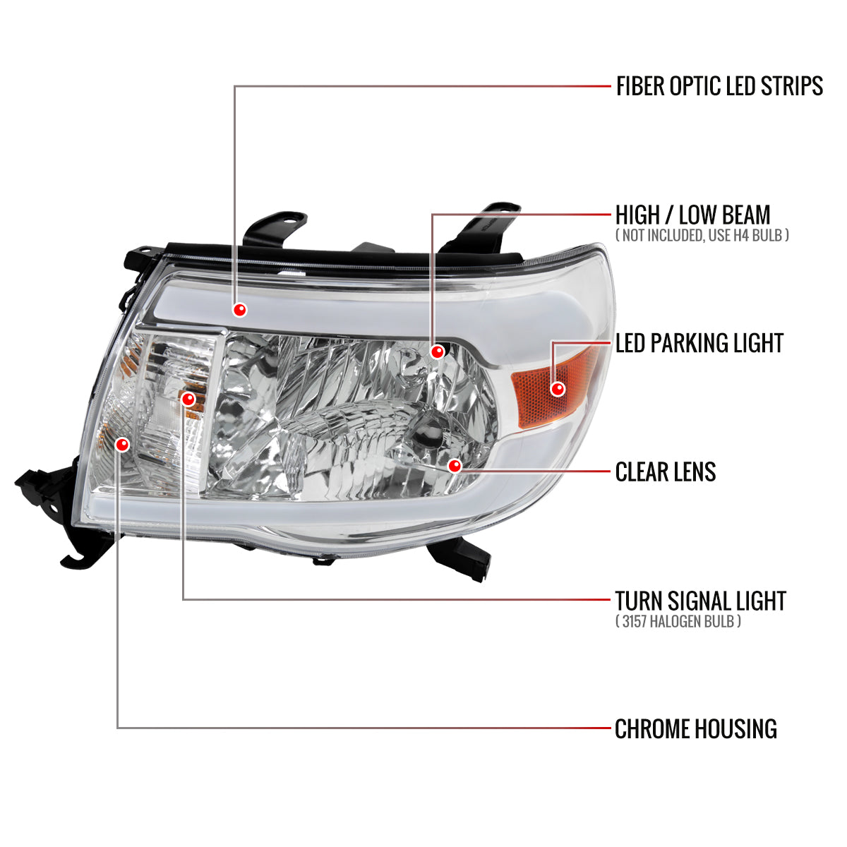 Spec-D Tacoma Factory 07 chrome headlights