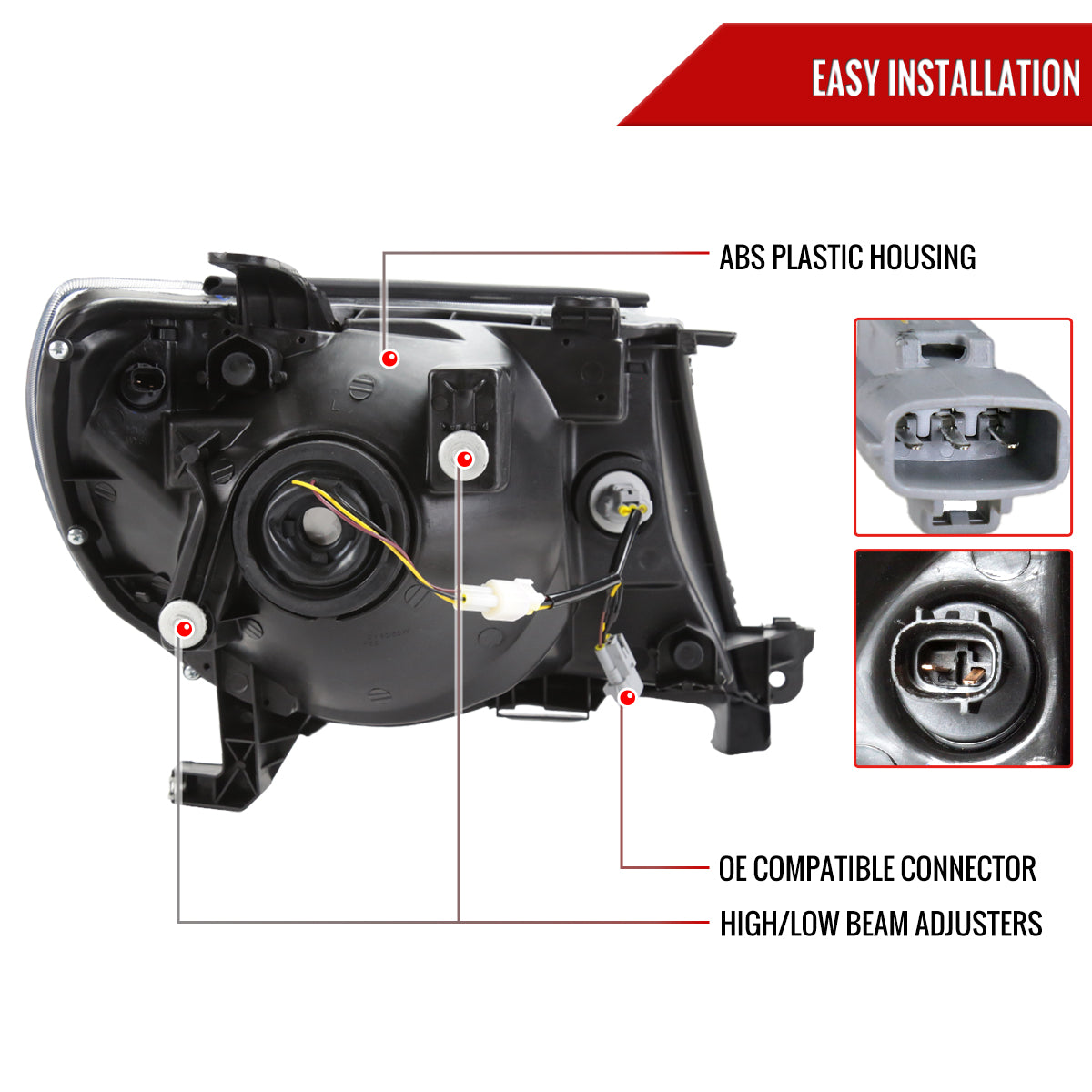 Spec-D 2005-2011 Toyota Tacoma LED Bar OE Style Black Headlights