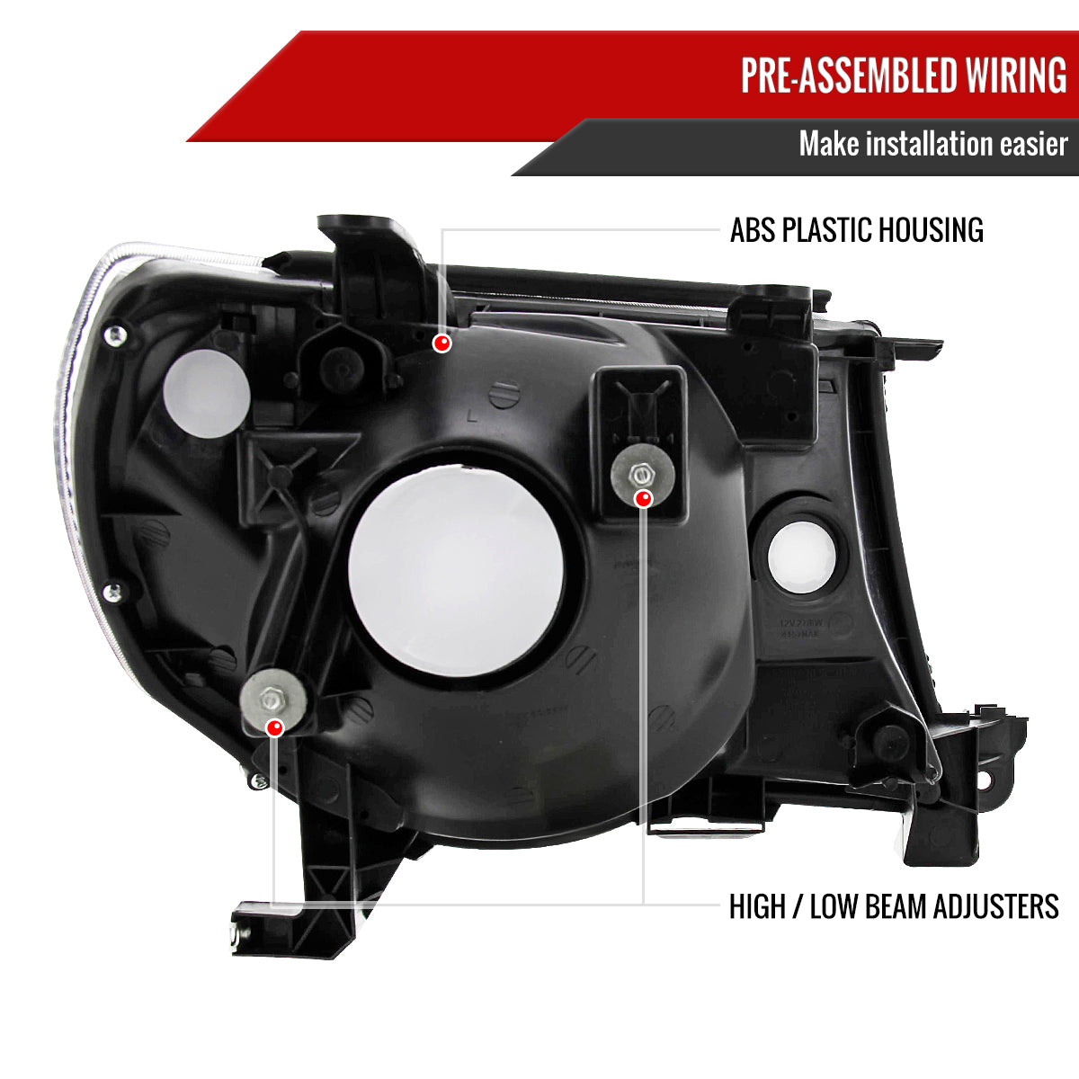 Spec-D 2005-2011 Toyota Tacoma OE Style Black Headlights